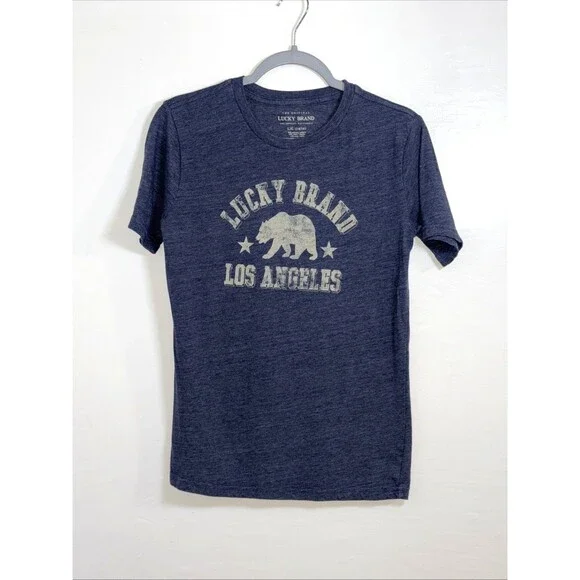 LUCKY BRAND Boys Bear Graphic Short Sleeve T-shirt Blue Size Large (14/16) - Picture 1 of 5